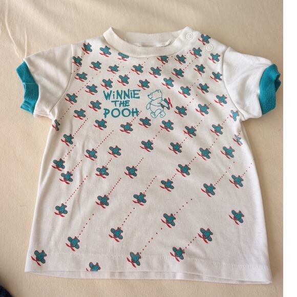 Vintage 80s Disney Winnie The Pooh Baby Outfit Set Denim Overalls & T-Shirt Y2K - Picture 2 of 10